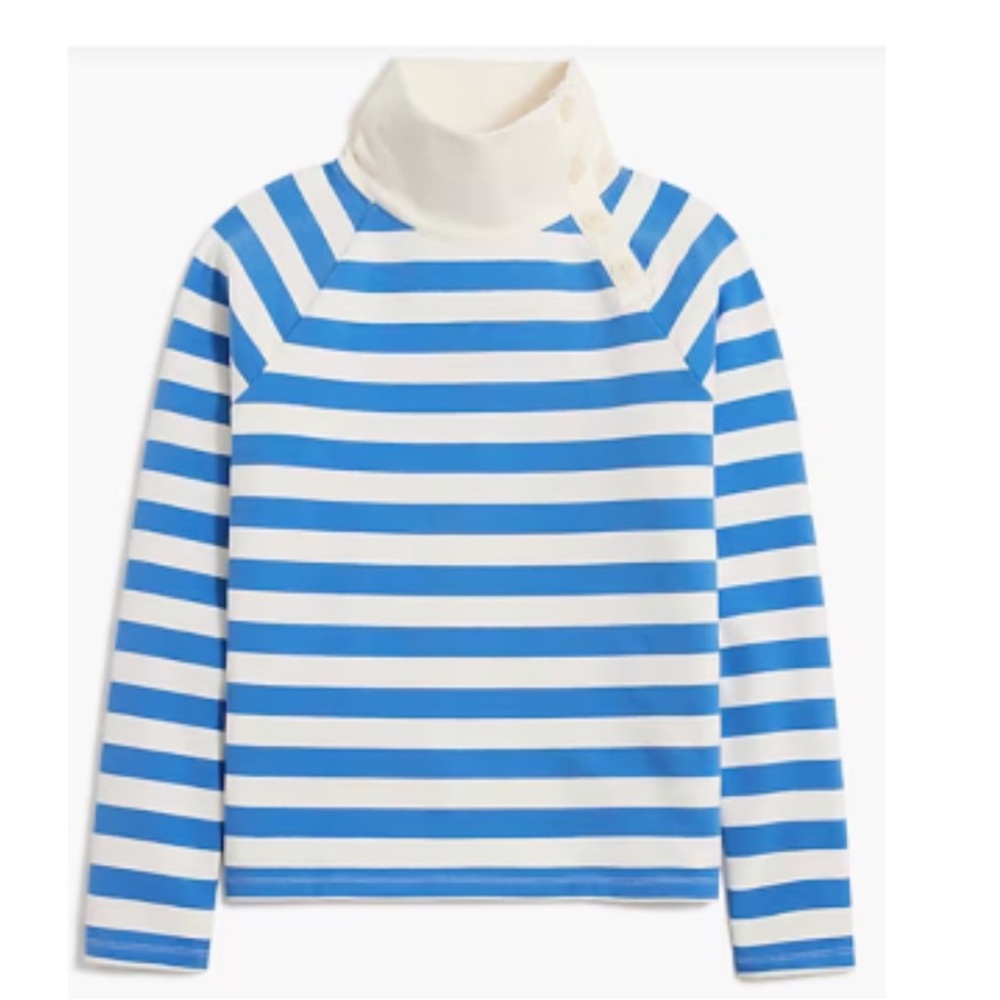 J Crew Size Small Blue and White Striped Long Sleeve Pullover